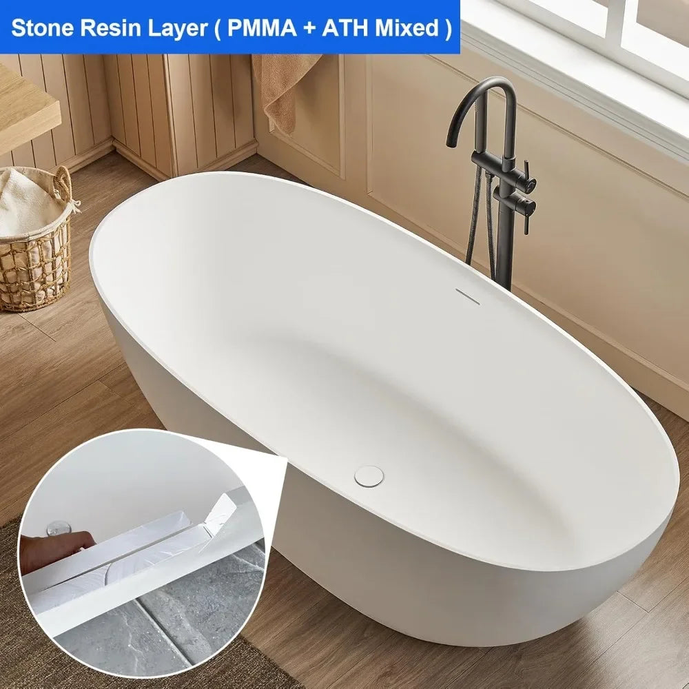 Freestanding Elegant Oval Soak bath Tub - Home Fusion