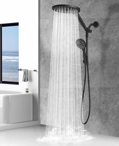 Dual Handheld Shower Head Combo,2-in-1 Rain Shower Heads System 8 Inch Rainfall Shower Head and 10 Modes High Pressure Hand Held - Home Fusion