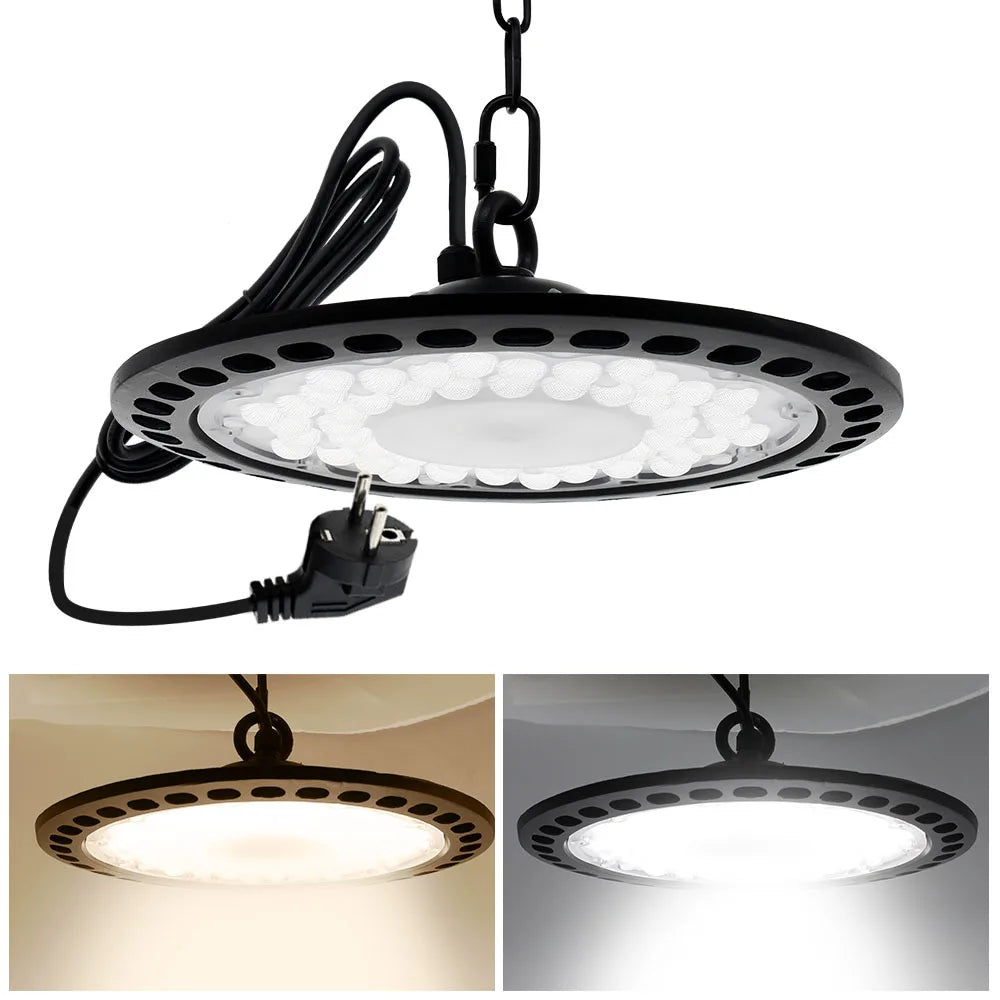 100W 150W 200W UFO LED High Bay Light UFO Industrial Light, High Lumen,No Fan,Garage Light, High Bay Shop Light, 4000K-6500K - Home Fusion