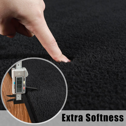 Black Rugs Living Room Carpet Nonslip Bedside Rugs Large Soft Floor Rug Children Game Mat Rectangular Home Decoration - Home Fusion