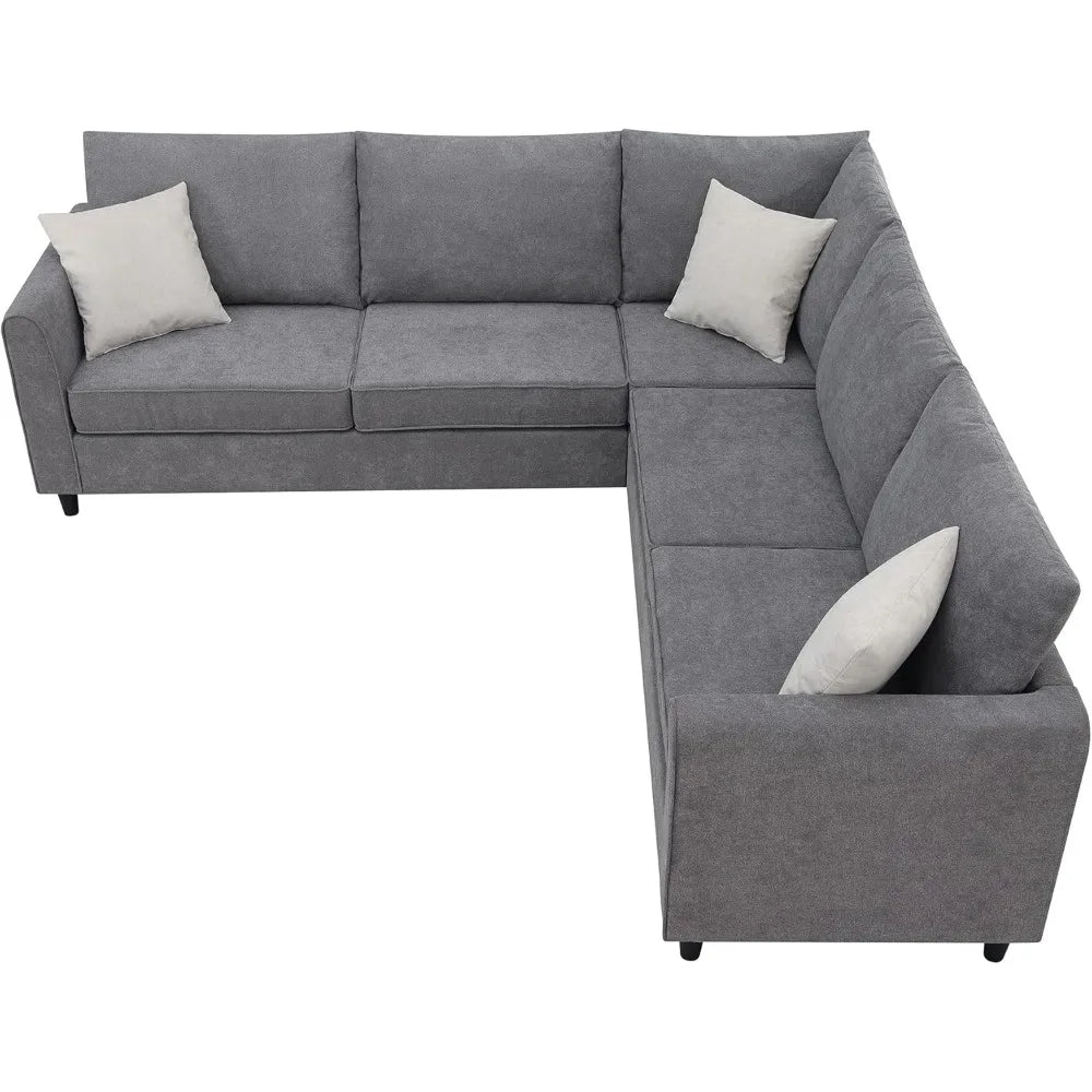 L-Shaped Sectional Sofa Couch with 3 Pillows, Modern Upholstered Living Room Furniture Sets for Apartment Office Dorm, Grey Home Fusion L-Shaped Sectional Sofa Couch with 3 Pillows, Modern Upholstered Living Room Furniture Sets for Apartment Office Dorm, Grey 076823-f9.myshopify.com
