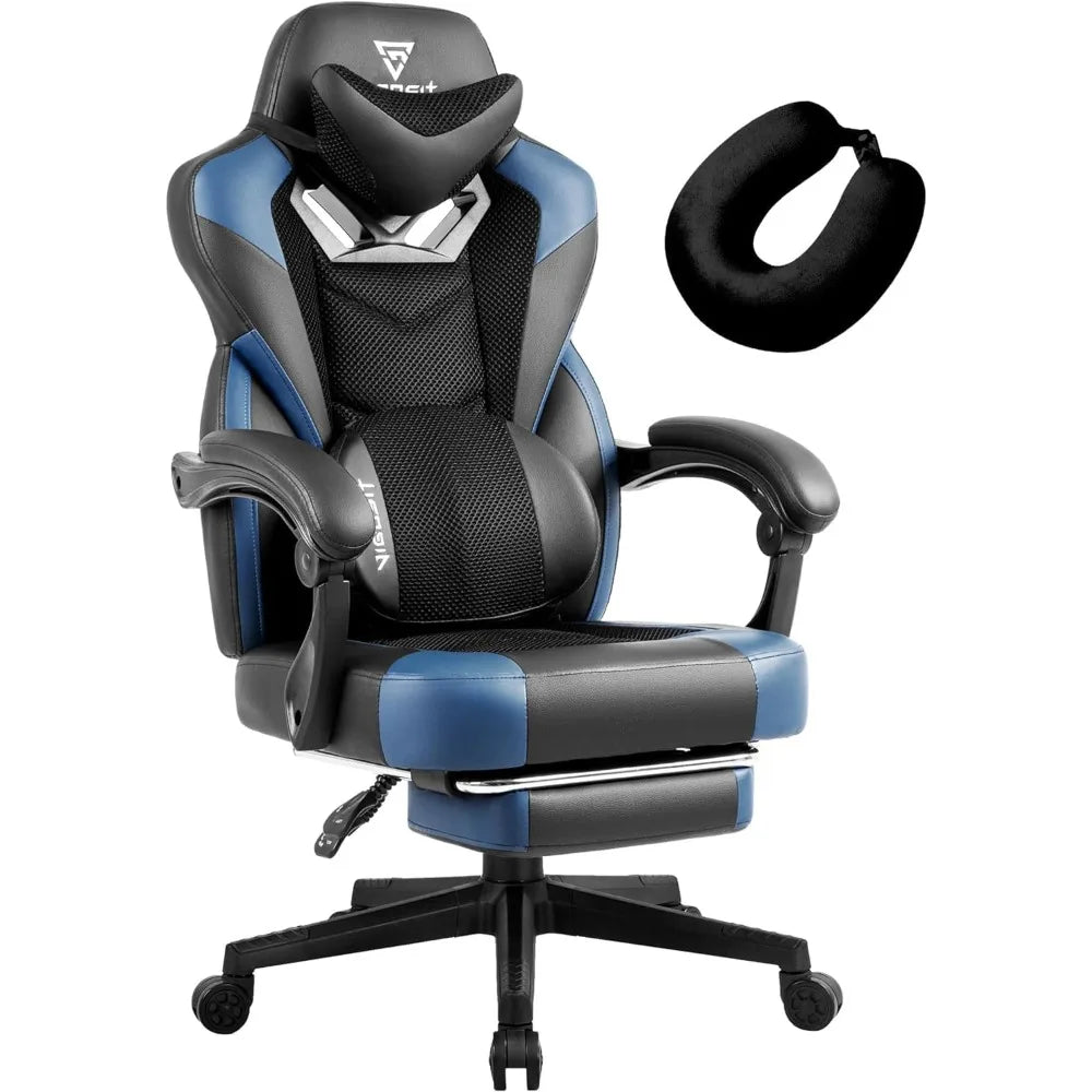 Ergonomic Gaming Chairs for Adults Heavy People, Massage Office Desk Computer Chair with Footrest and Lumbar Support - Home Fusion