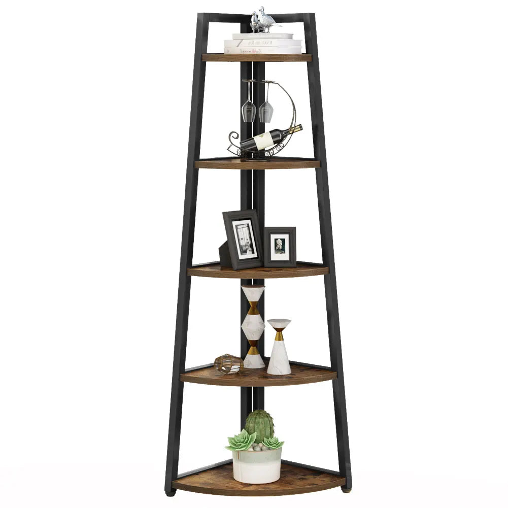 Tribesigns Bookcase Corner Book Shelf Rack Wood Bookshelf Storage Shelves - Home Fusion
