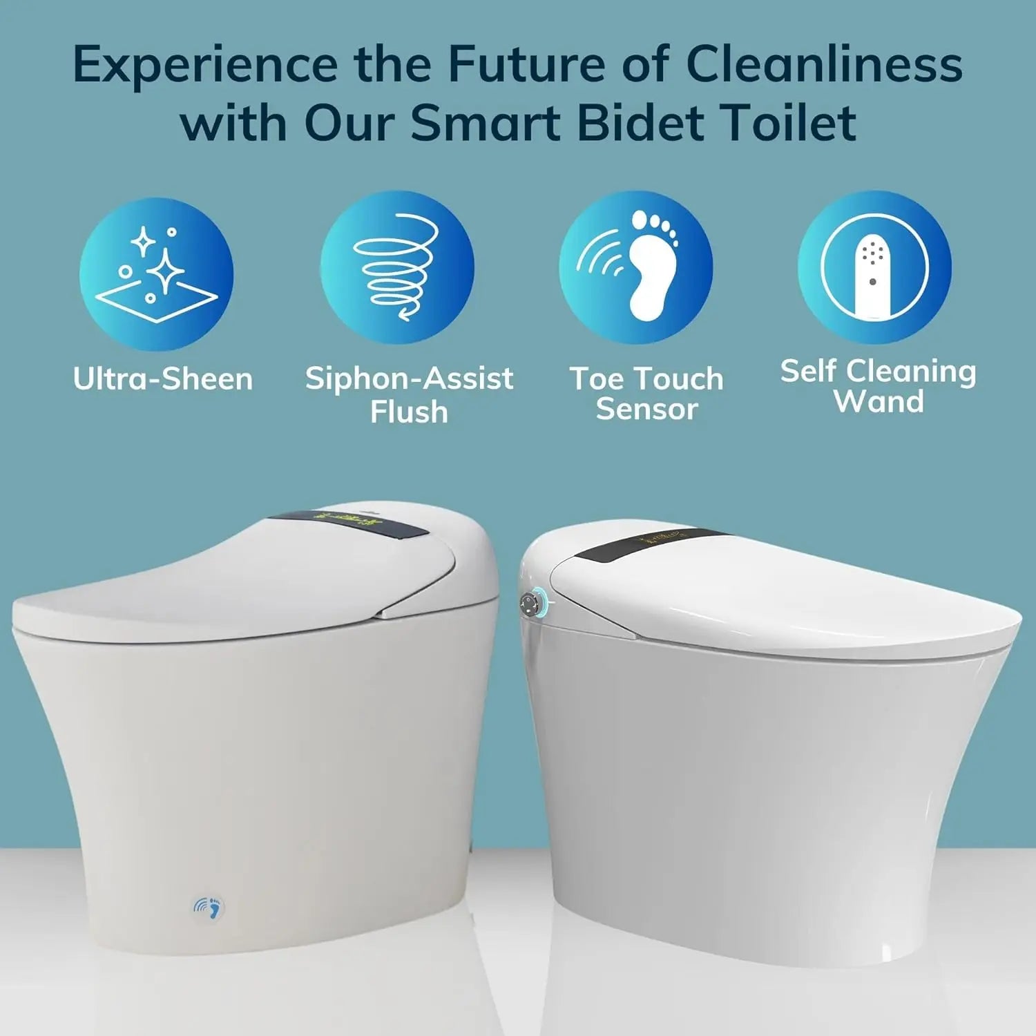 Electronic Bidet Toilet Tankless Toilet with Heated Seat Flush and Advanced Toe Touch Technology Smart Toilet for Bathroom - Home Fusion