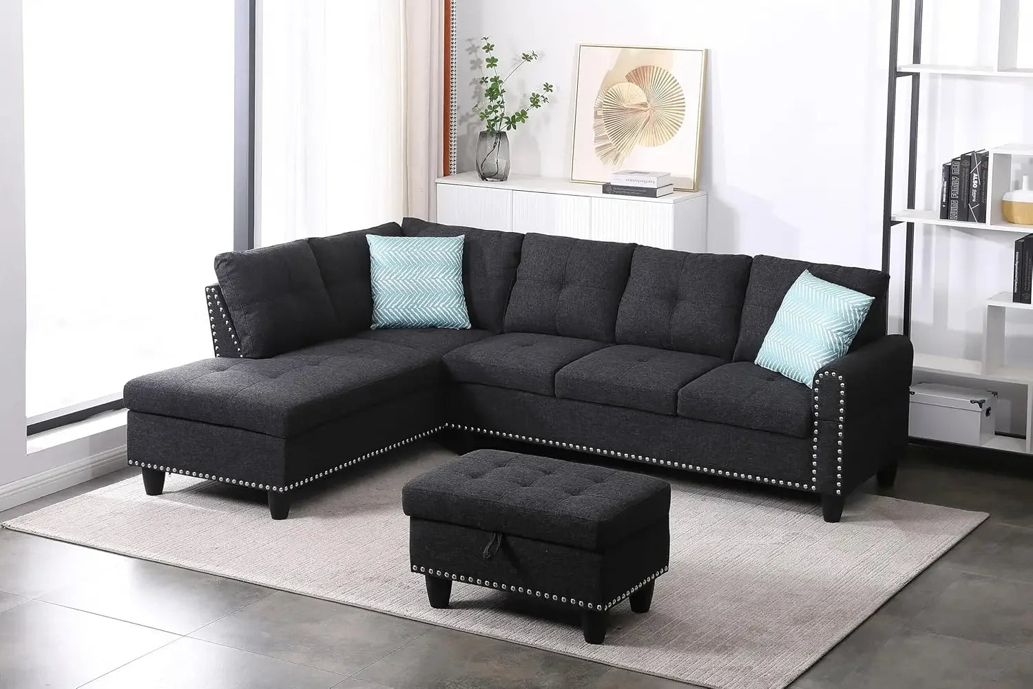 Sectional Sofa with Ottoman Living Room Furniture Set Left Facing Chaise, 2 Cup HoldersComfy Upholstered Sofa&Couch Corner Home Fusion Sectional Sofa with Ottoman Living Room Furniture Set Left Facing Chaise, 2 Cup HoldersComfy Upholstered Sofa&Couch Corner 076823-f9.myshopify.com