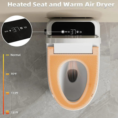 Smart Toilet, Tankless Toilet with Extended Seat, Heated Seat, Warm Water Toilet, Auto Flush, One Piece Toilets for Bathroom - Home Fusion