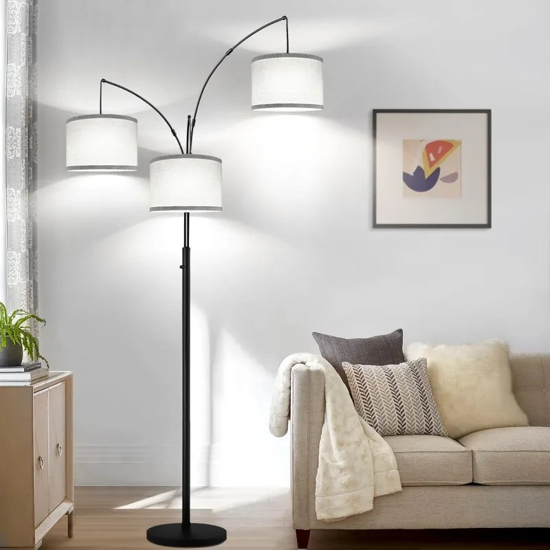 3 Lights Arc Floor Lamps for Living Room. - Home Fusion