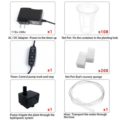 3-Layer/108 Sites Hydroponics System Growing Kits PVC Pipe Garden Vegetable Herbs Planting Tools - Home Fusion