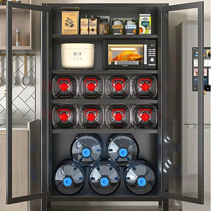 67" Display Cabinet, 6 Tier Curio Display Cabinet with Tempered Glass Door and Adjustable Shelves Storage Cabinets - Home Fusion