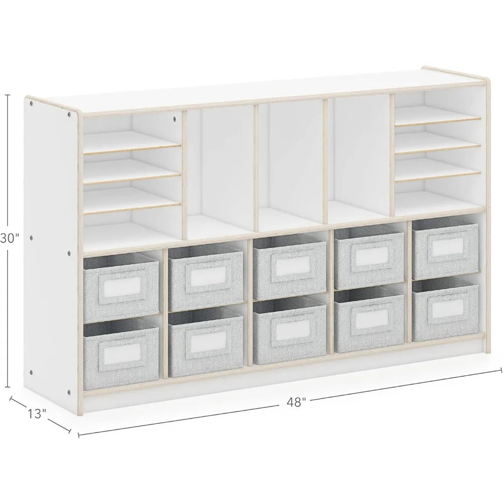 School and Office; Wooden Book Cubby and Toy Shelf Organizer Bookcase Bookcases & Cd Racks Storage Living Room Furniture Home - Home Fusion