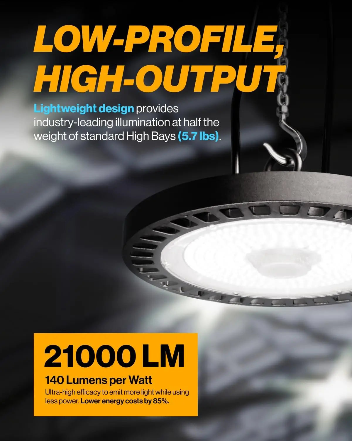 Sunco Lighting UFO LED High Bay Light Lighting for Warehouse 5000K Daylight 150W 21000 LM 100-277V Dimmable 1-10V IP65 Home Fusion