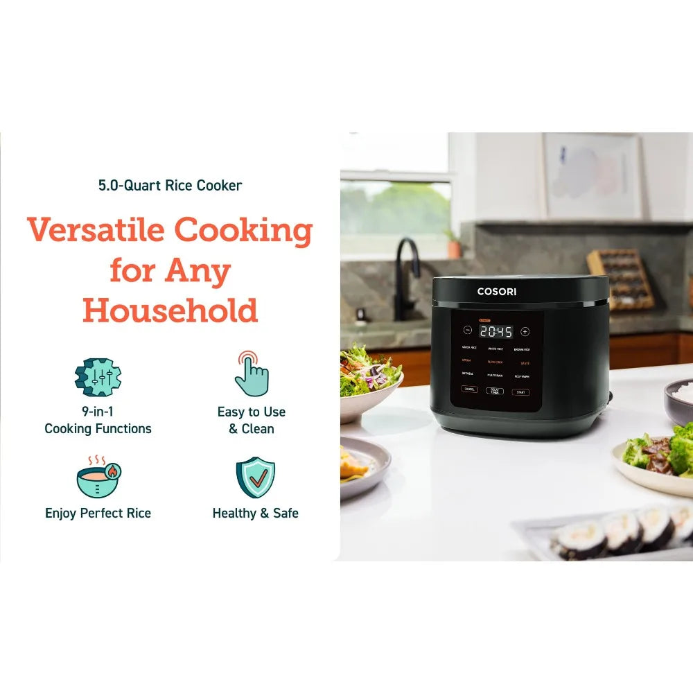 2023 New COSORI 5 Quart Rice Cooker with 9 Cooking Functions - Home Fusion