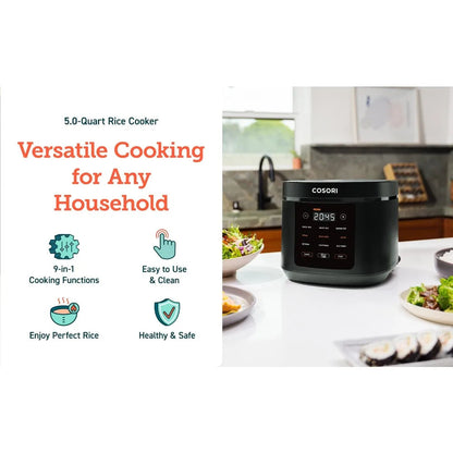 2023 New COSORI 5 Quart Rice Cooker with 9 Cooking Functions - Home Fusion
