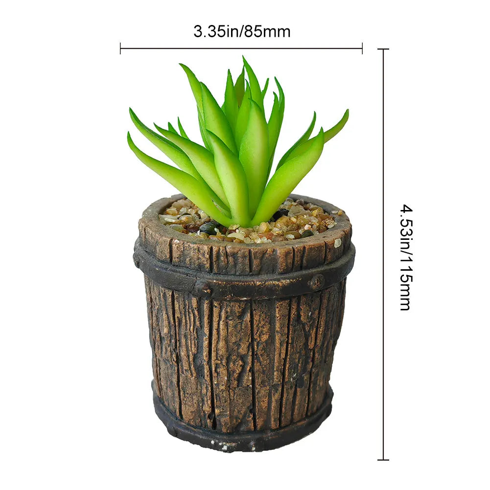 Artificial Succulents Potted,Realistic Fake Green Succulents Plants in Pots Decorative for Home Deco - Home Fusion