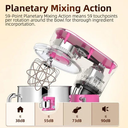 COOKLEE Stand Mixer, 9.5 Qt. 660W 10-Speed Electric Kitchen Mixer with Dishwasher-Safe Dough Hooks, Flat Beaters Home Fusion
