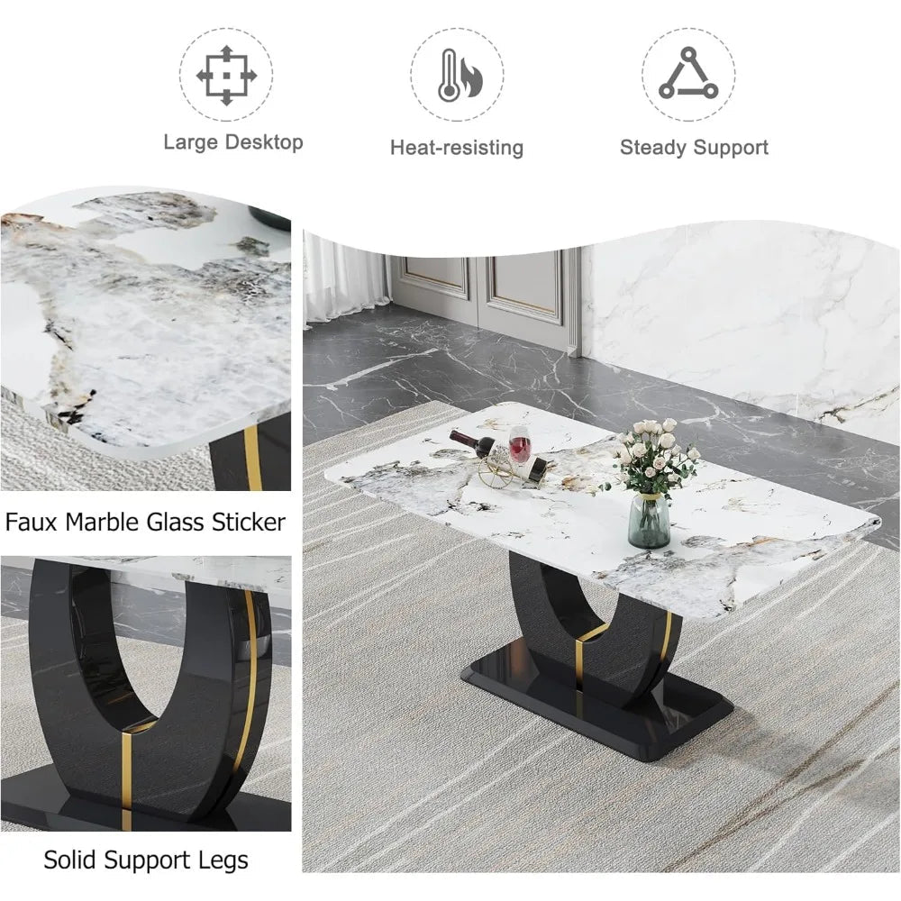 Dining Table Set for 8, Counter Height Dining Table Set, 9 Piece Dining Room Table Set for Kitchen and Living Room Furniture Home Fusion