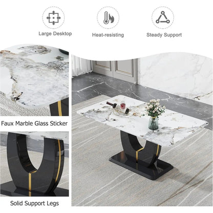 Dining Table Set for 8, Counter Height Dining Table Set, 9 Piece Dining Room Table Set for Kitchen and Living Room Furniture Home Fusion