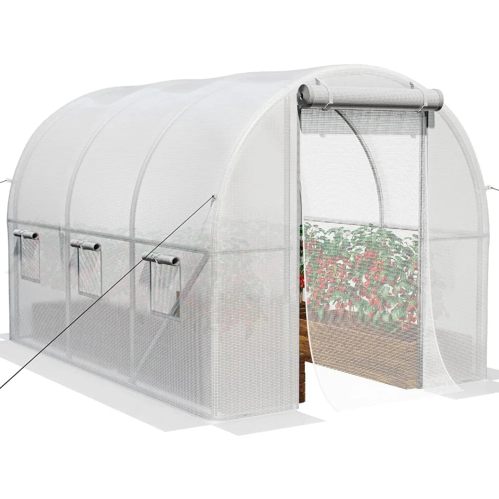 10x6.5x6.5ft Greenhouses Large Walk-in Green House Heavy Duty Tunnel Green Houses Outdoor Portable Plant Gardening Upgraded - Home Fusion