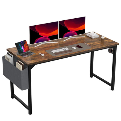 JHK Computer Desk Writing Study Office Gaming Table Modern Simple Style Compact with Side Bag Headphone Hook Easy Assembly - Home Fusion
