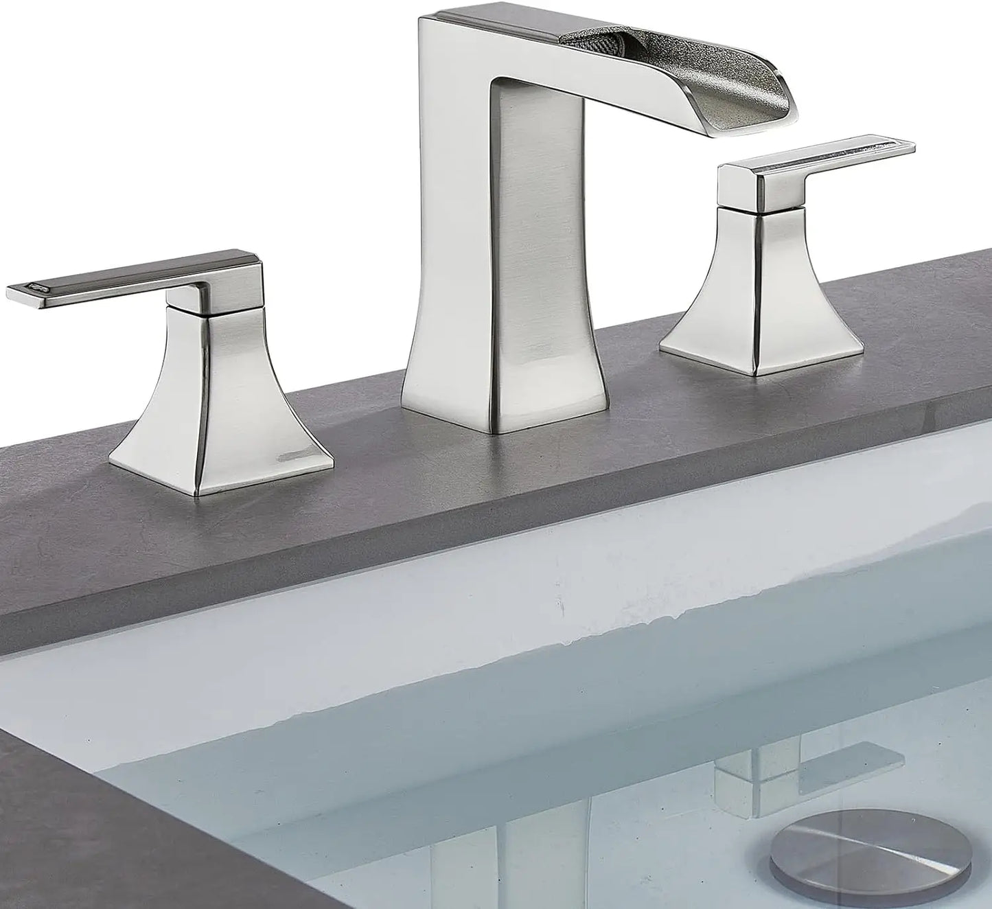 Wide Bathroom Faucet 3 Holes Brushed Gold Bathroom Sink Faucet With Pop-up Drain Wash Hands Sinks Kitchen Basin Luxury Modern - Home Fusion