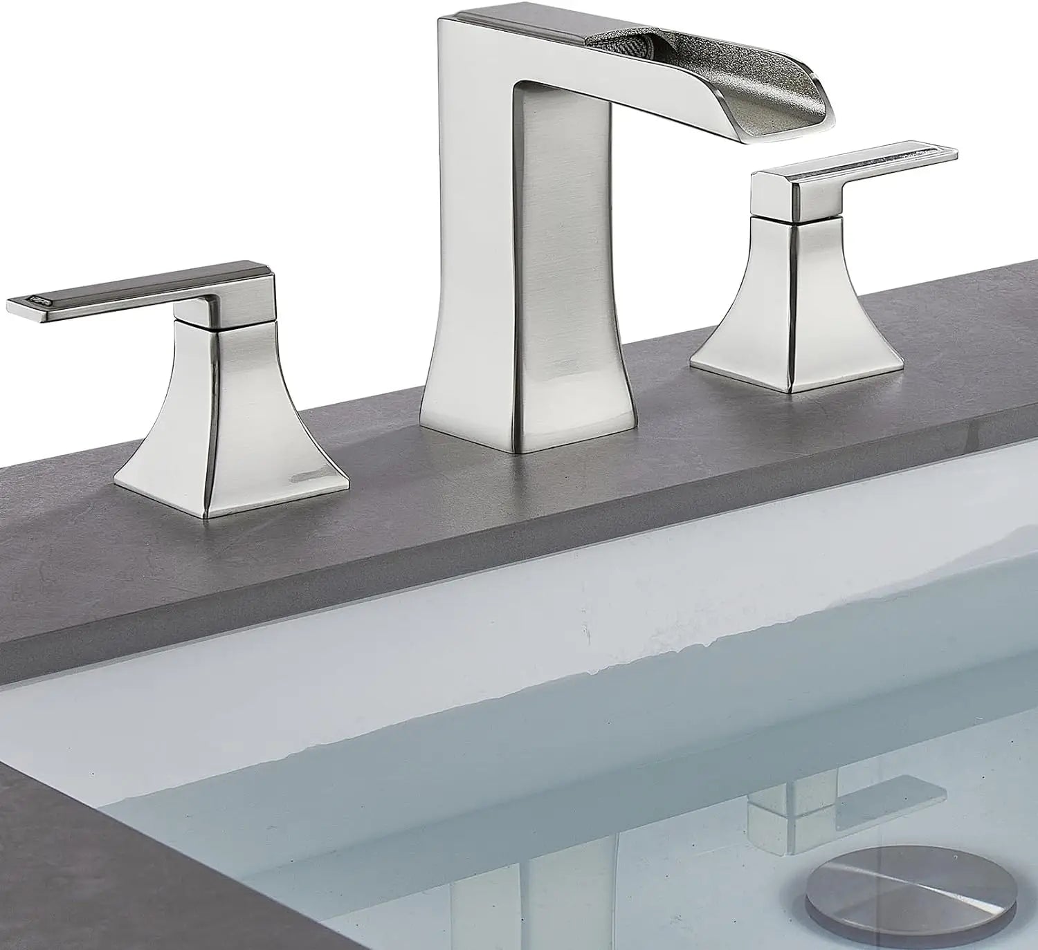 Wide Bathroom Faucet 3 Holes Brushed Gold Bathroom Sink Faucet With Pop-up Drain Wash Hands Sinks Kitchen Basin Luxury Modern - Home Fusion