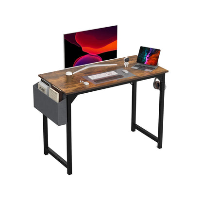 JHK Computer Desk Writing Study Office Gaming Table Modern Simple Style Compact with Side Bag Headphone Hook Easy Assembly - Home Fusion