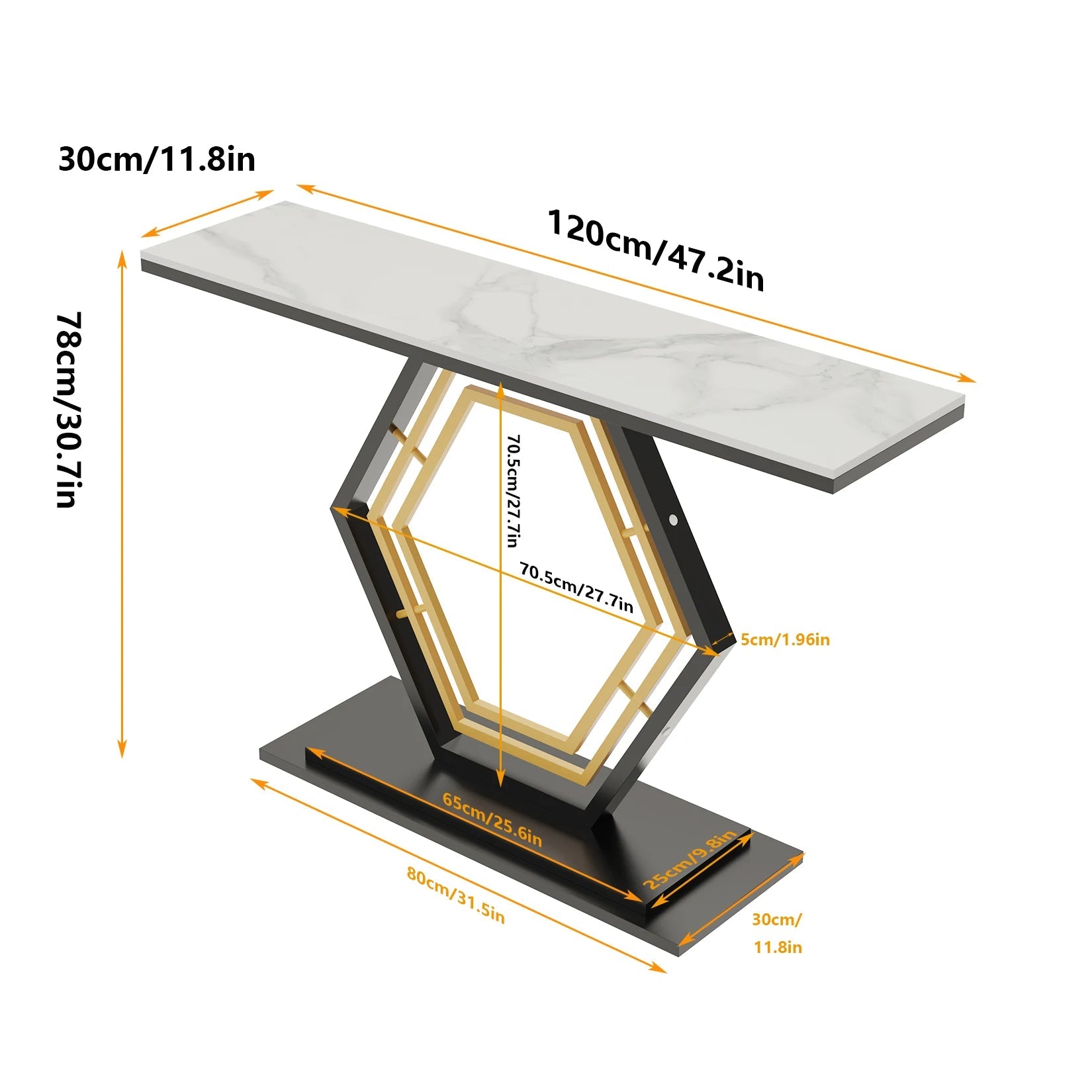 Metal Console Table, Couch Table, Sintered Stone Table Top, Narrow Hallway Tables for Entryway, Front Hall, Hallway, Living Room - Home Fusion