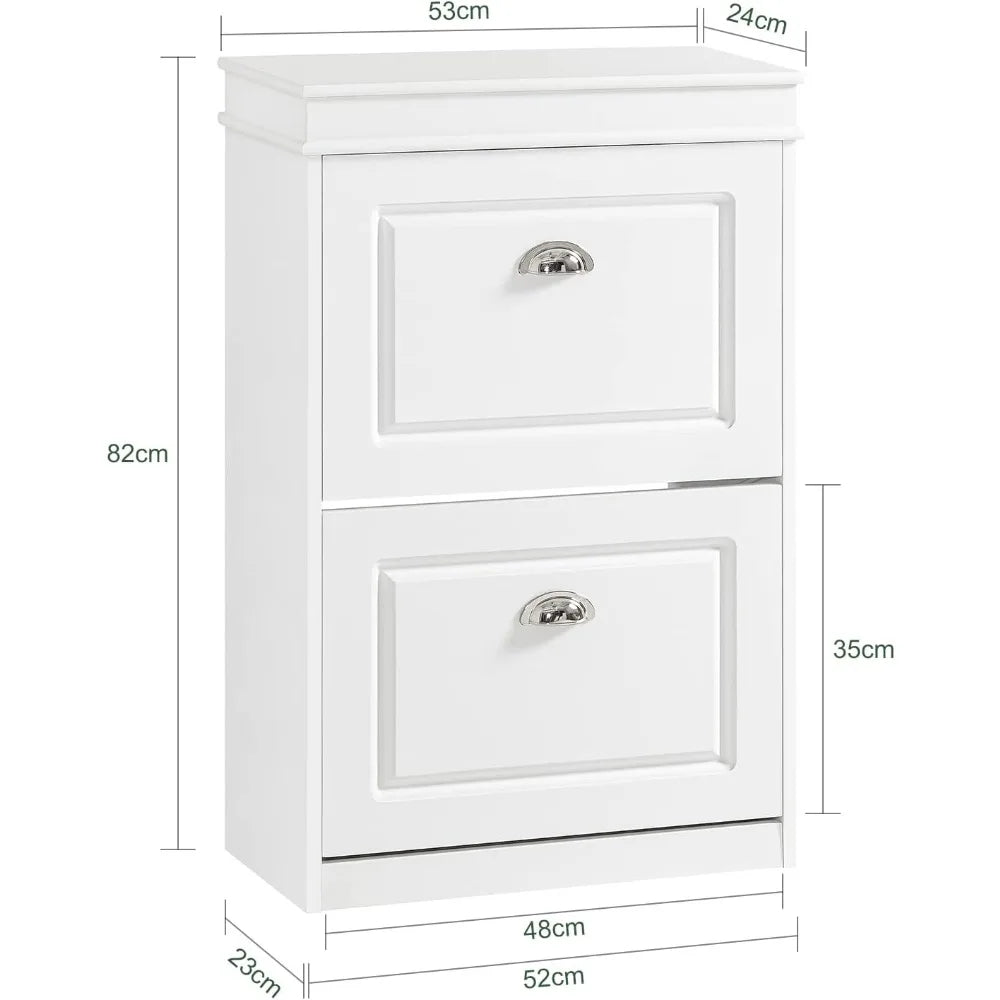 2 Flip-Drawers Shoe Cabinet, Slim Shoe Rack, Shoe Storage Cupboard Organizer Unit for Entryway and Hallway, 21.26"x9.45"x32.68" - Home Fusion