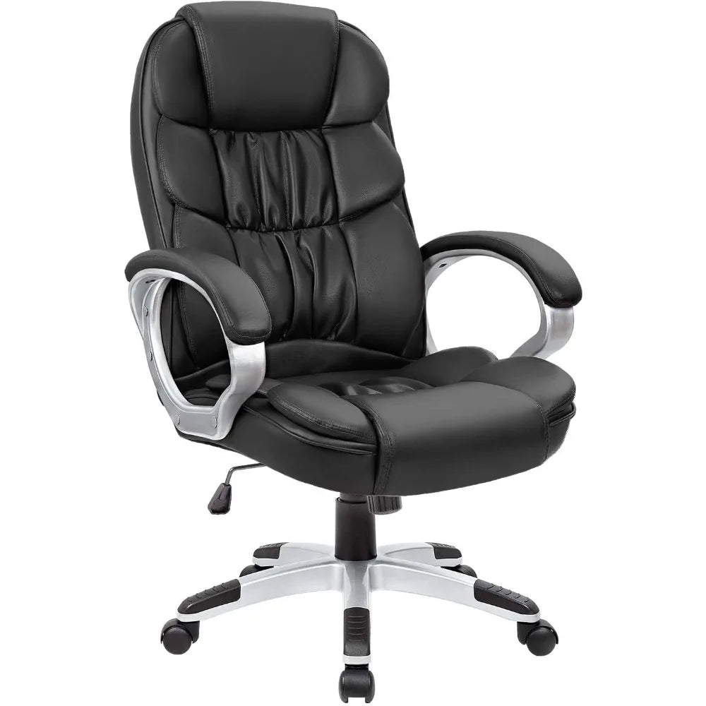 Office Chair High Back Computer Desk Chair, PU Leather Adjustable Height Modern Executive Swivel Task Chair with Padded - Home Fusion