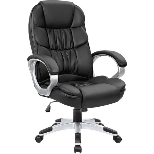 Office Chair High Back Computer Desk Chair, PU Leather Adjustable Height Modern Executive Swivel Task Chair with Padded - Home Fusion