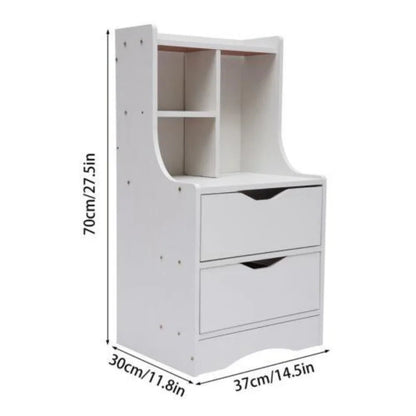 2-Drawer Bedroom Night Stand Bedside Table Furniture End Side Storage Desk White Home Fusion