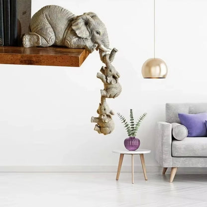 New 3pcs/set Cute Elephant Figurines Elephant Holding Baby. - Home Fusion