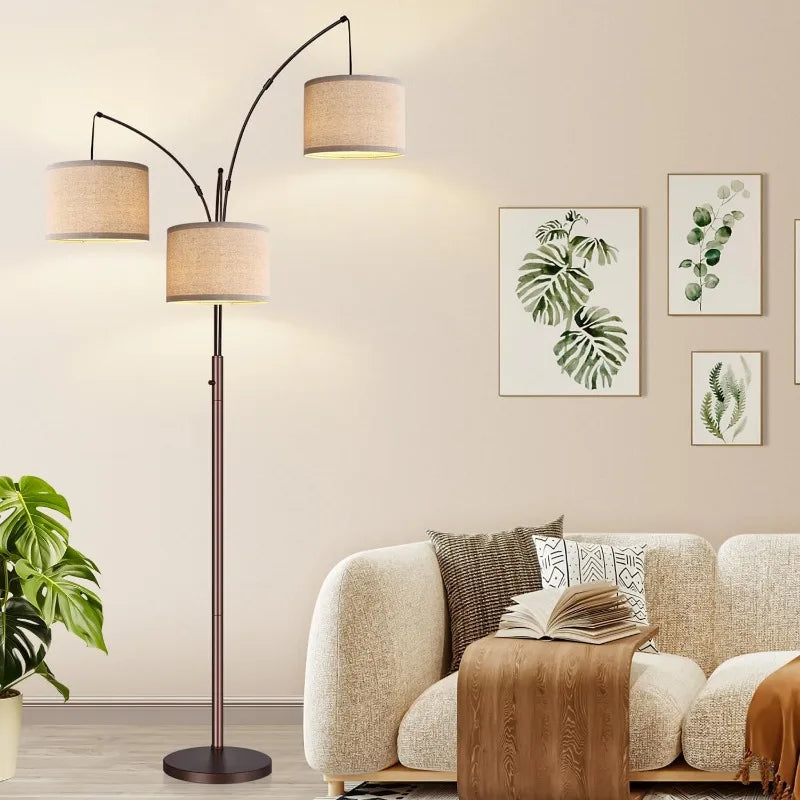 3 Lights Arc Floor Lamps for Living Room. - Home Fusion