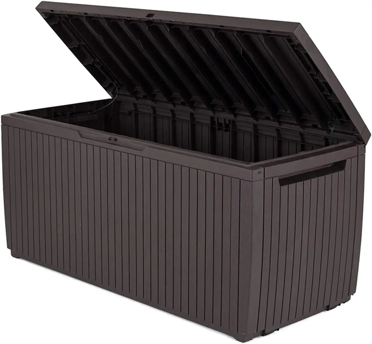 Springwood 80 Gallon Resin Outdoor Storage Box for Patio Furniture Cushions, Pool Toys,and Garden Tools with Handles,Brown - Home Fusion