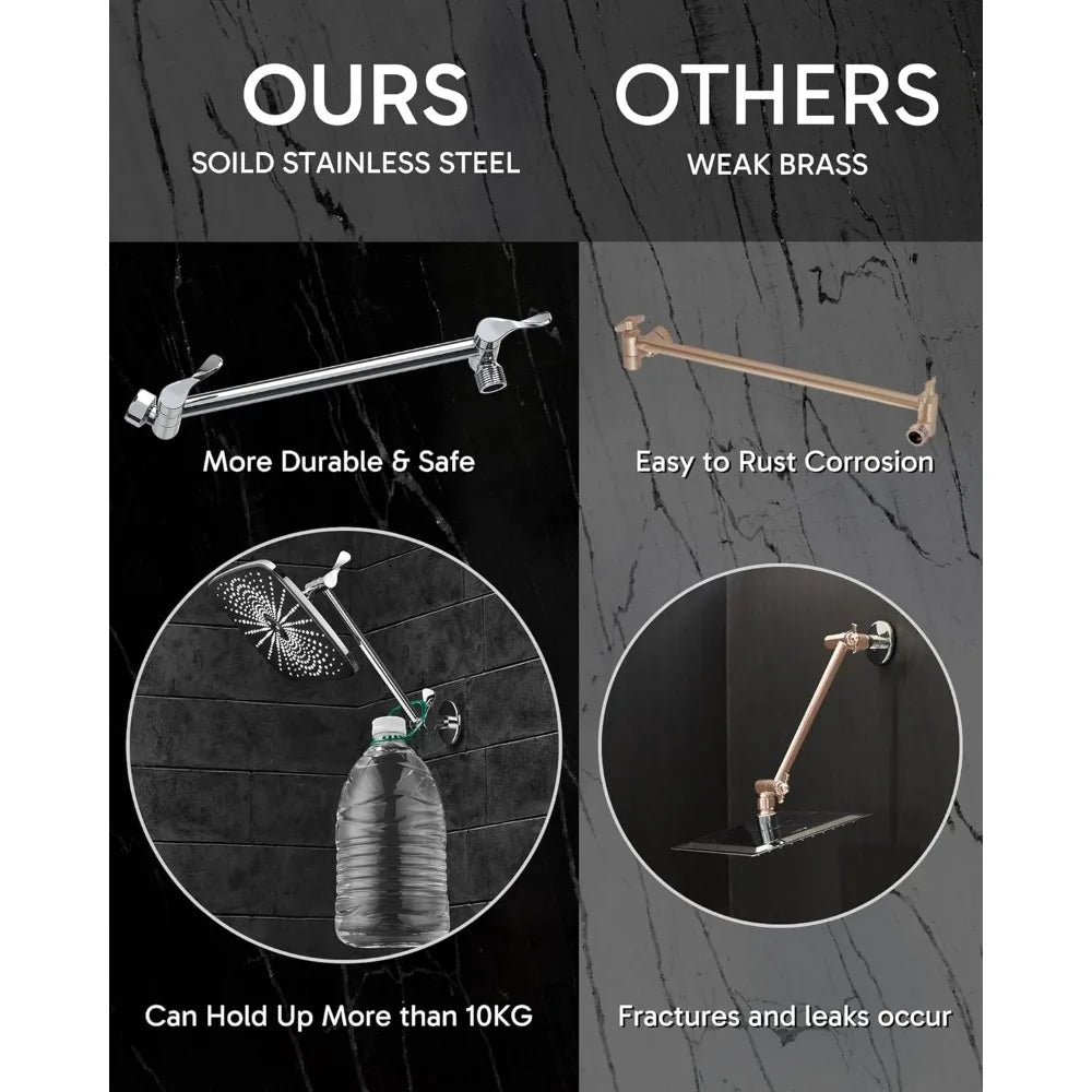 Rain Shower Head,12 Inch Large Rainfall Showerhead,,Adjustable High Pressure Waterfall Rain Fall Showerheads - Home Fusion