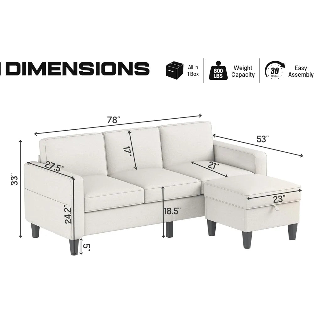 Convertible sectional sofa, upholstered 3-seater L-shaped sofa furniture set with reversible storage ottoman, living room pocket Home Fusion Convertible sectional sofa, upholstered 3-seater L-shaped sofa furniture set with reversible storage ottoman, living room pocket 076823-f9.myshopify.com