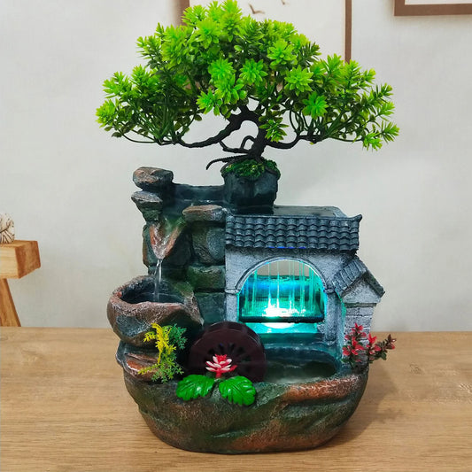 Indoor Decor Flowing Water Ornament Tabletop Fountain.