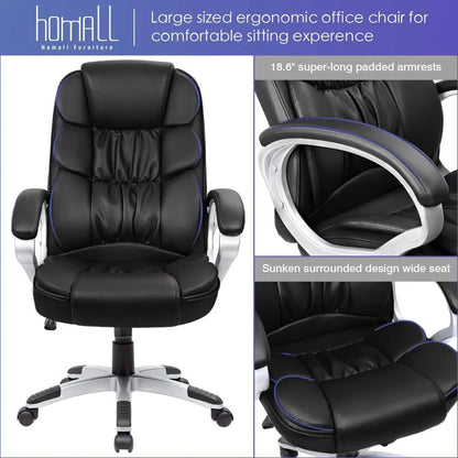 Office Chair High Back Computer Desk Chair, PU Leather Adjustable Height Modern Executive Swivel Task Chair with Padded - Home Fusion