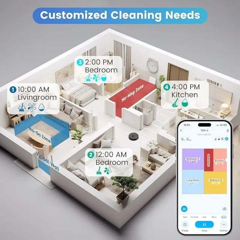 AIRROBO Robot Vacuum and Mop Combo, Self-Emptying, 60-Day Capacity, Home Mapping, Schedule, Wi-Fi/App/Alexa/Remote