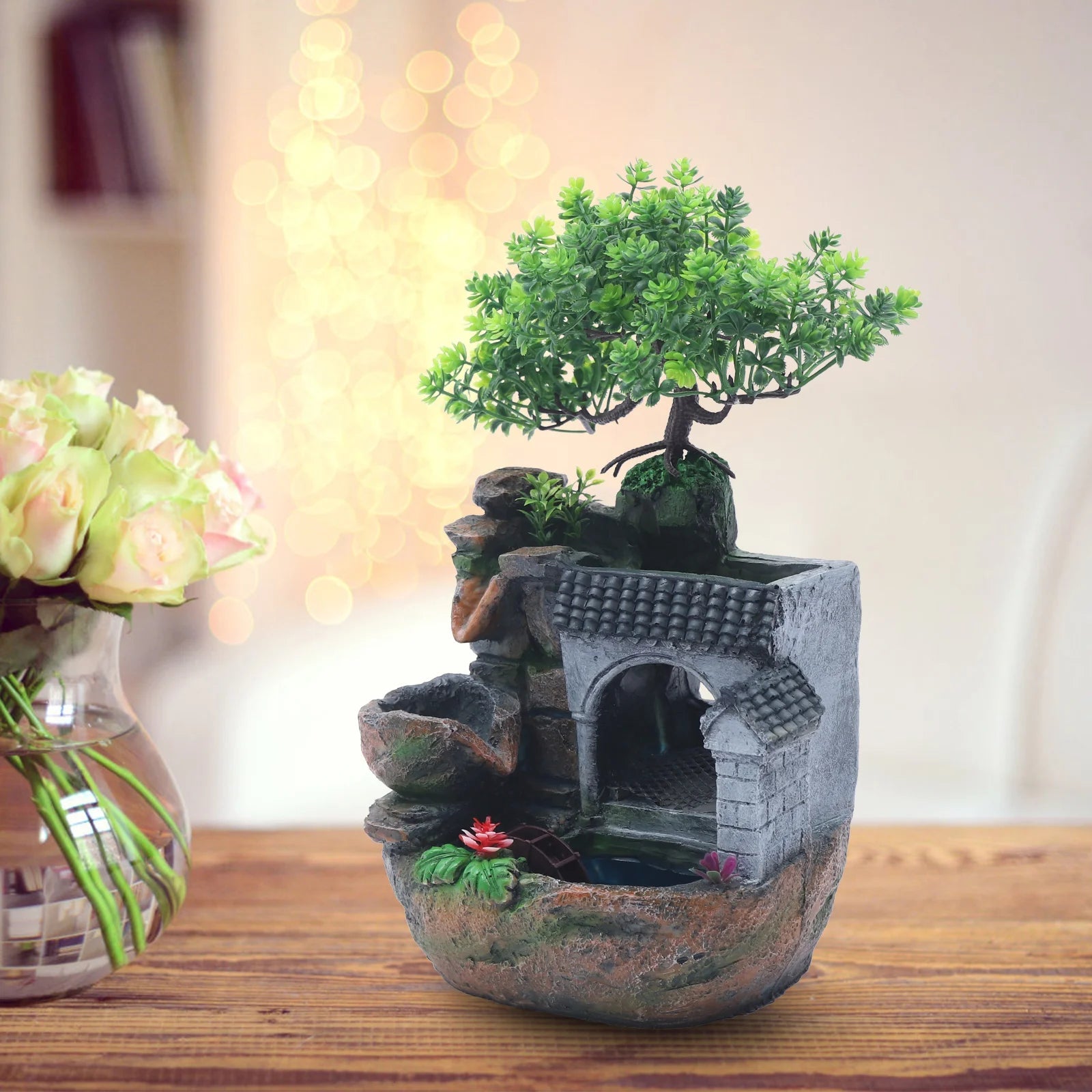 Indoor Decor Flowing Water Ornament Tabletop Fountain. - Home Fusion