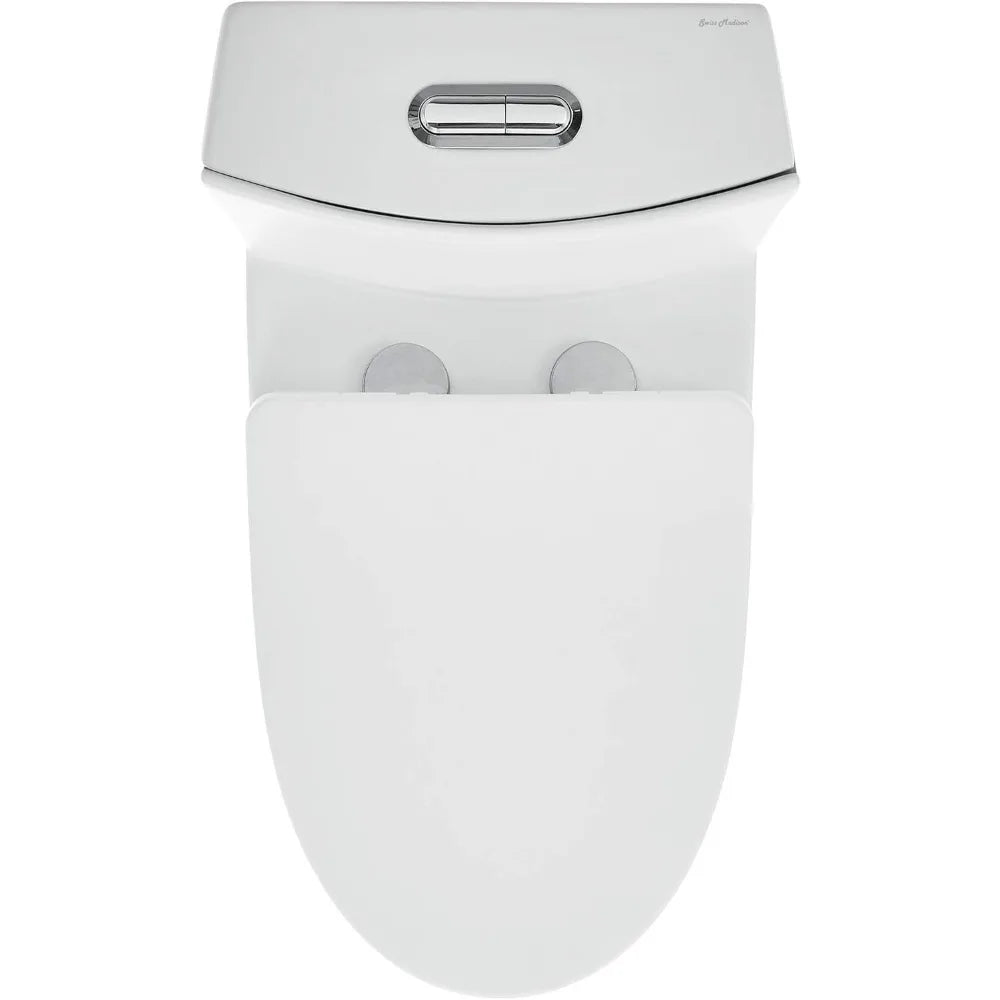 Swiss Madison SM-1T254 St. Tropez 1-Piece Toilet: Dual-Flush 1.1/1.6 GPF, Modern, 26.6x15x31", Matte White - Home Fusion