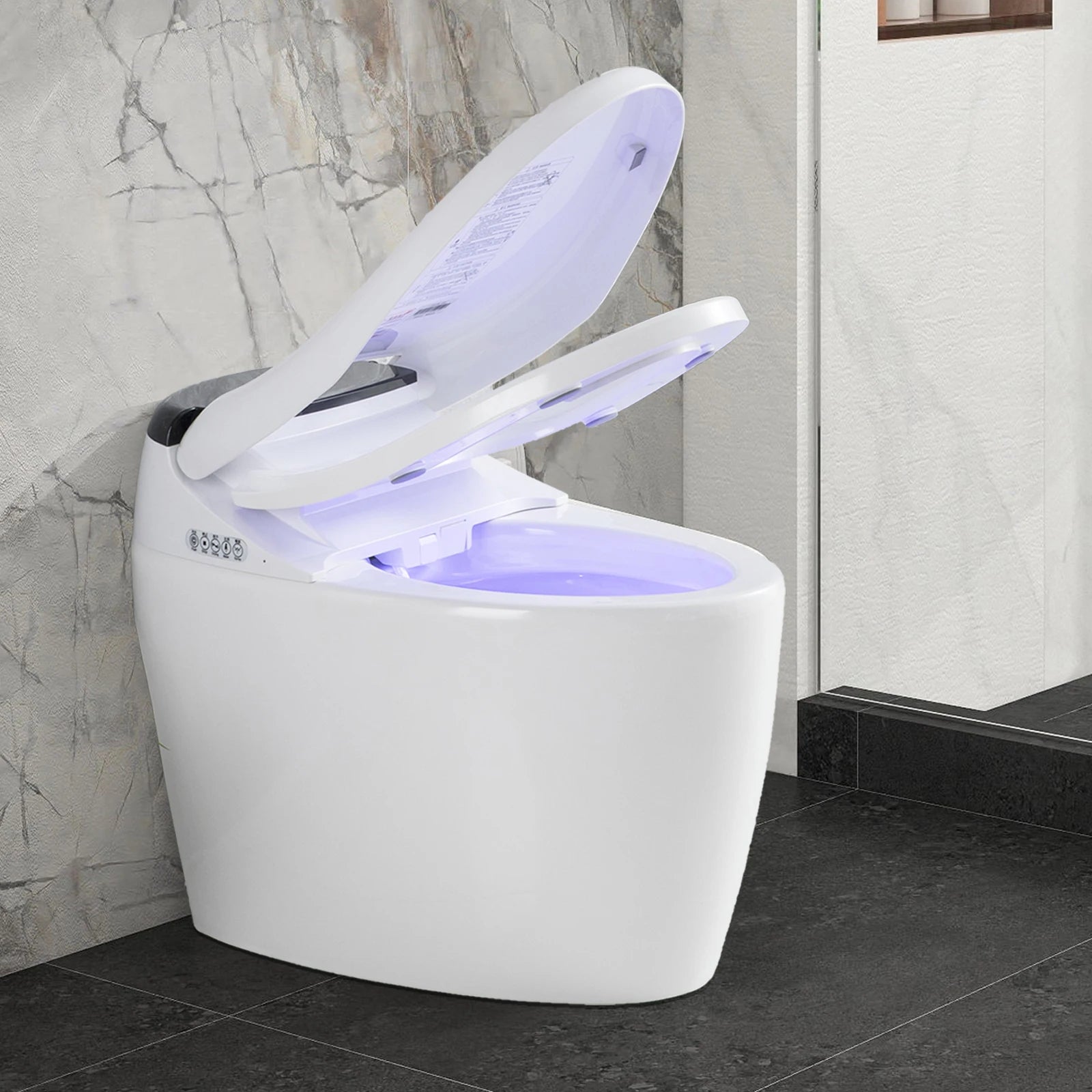 Smart Toilet with AUTO Open/Close Lid,with Built In Bidet, One Piece Heated Bidet Toilet Seat with AUTO Flush, Tankless Toilet - Home Fusion