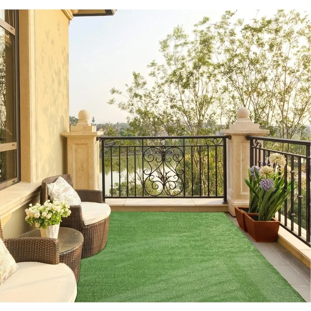Artificial Lawn, Waterproof Solid Grass Design Indoor/Outdoor 6'6" X 9'2", Artificial Lawn - Home Fusion