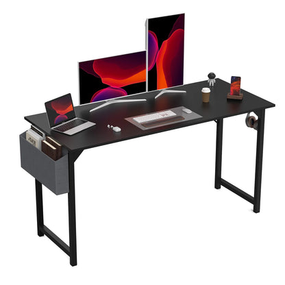 JHK Computer Desk Writing Study Office Gaming Table Modern Simple Style Compact with Side Bag Headphone Hook Easy Assembly - Home Fusion