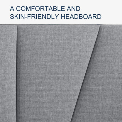 Full Size Bed Frame with Upholstered Headboard, Linen Fabric Wrap, Wooden Slats Support, Solid and Stable, No Box Spring Needed Home Fusion