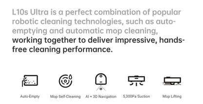 Global Dreame L10s Ultra Robot Vacuum and Mop Combo Auto Mop Cleaning.