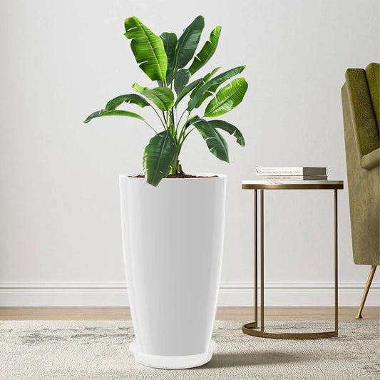 US 12/21'' Tall Garden Planter Pot with Drainage Hole Large round Modern Resin Vase plantas cute flower pot Home Fusion