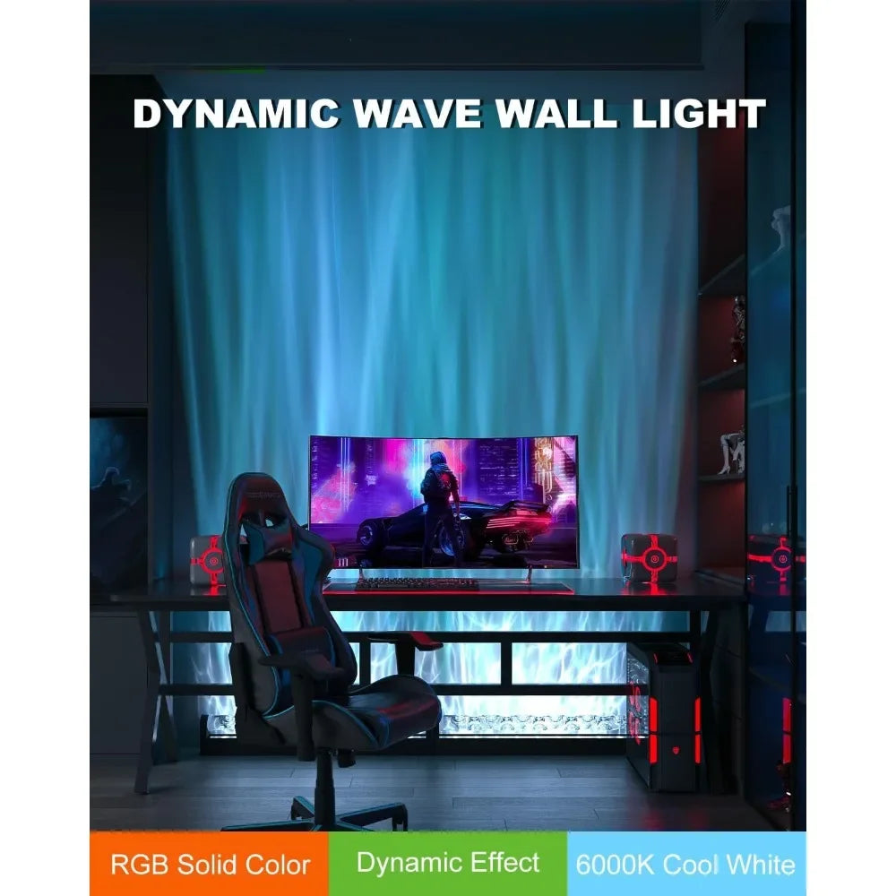 RGBW Dynamic Wave Wall Light,Flowing Water,Aurora Visual-Color Changing Wall Washer Lamp with Remote & APP-Ambient Light 1 Pack - Home Fusion
