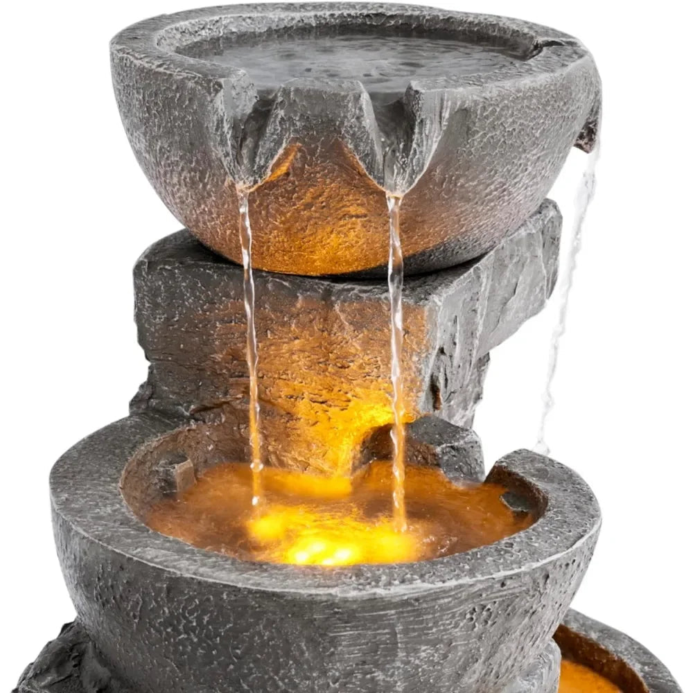 33.25 in. Cascading Bowls and Stacked Stones LED Outdoor Water Fountain for Gardens, Landscaping, Patios, Balconies Home Fusion 33.25 in. Cascading Bowls and Stacked Stones LED Outdoor Water Fountain for Gardens, Landscaping, Patios, Balconies 076823-f9.myshopify.com
