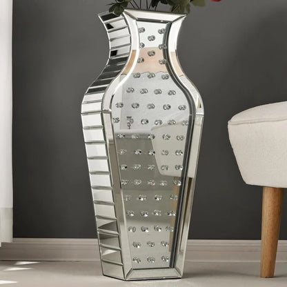Silver Crystal Decorative Tall Vases for Floor Decor, Luxury Centerpiece for Home, Living - Home Fusion